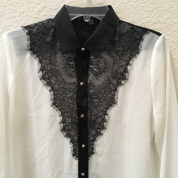 Nasty Gal Tops - Nasty Gal Lace Tuxedo Top